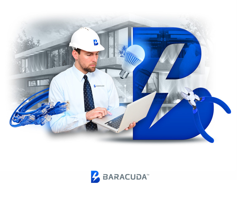 Baracuda Sp工业服务品牌形象设计-B字母与闪电logo设计