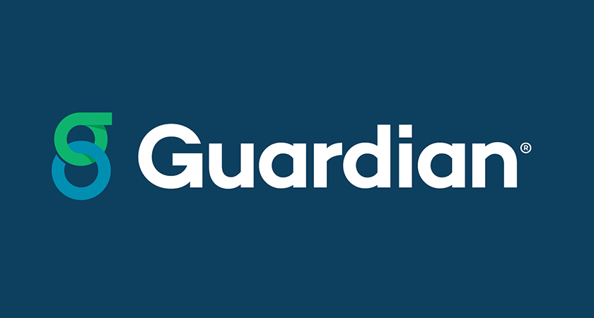 卫士人寿保险公司logo设计，两个互锁的圆形环组成字母G