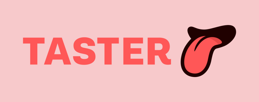 Taster外卖餐饮品牌创建策划命名logo设计与品牌vi形象设计，一个大胆热情的舌头图案