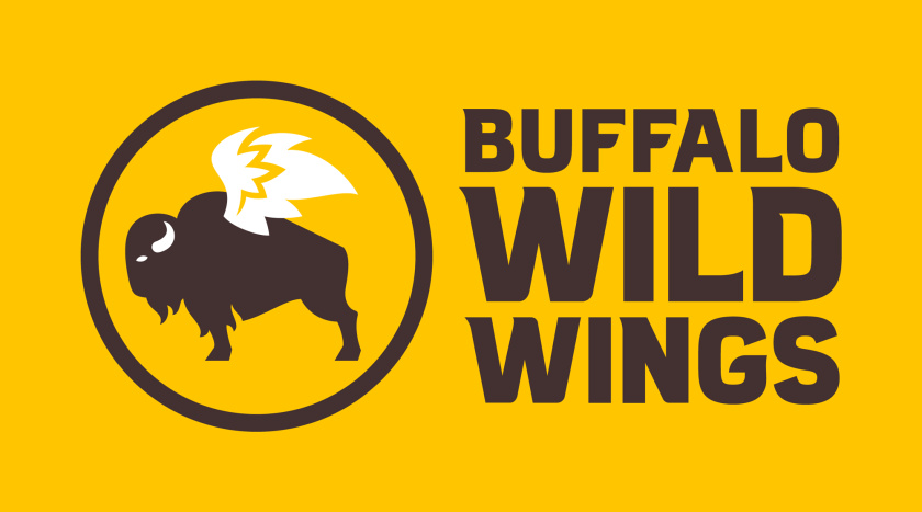 Buffalo Wild Wings体育酒吧新logo设计，带翅膀的水牛形象