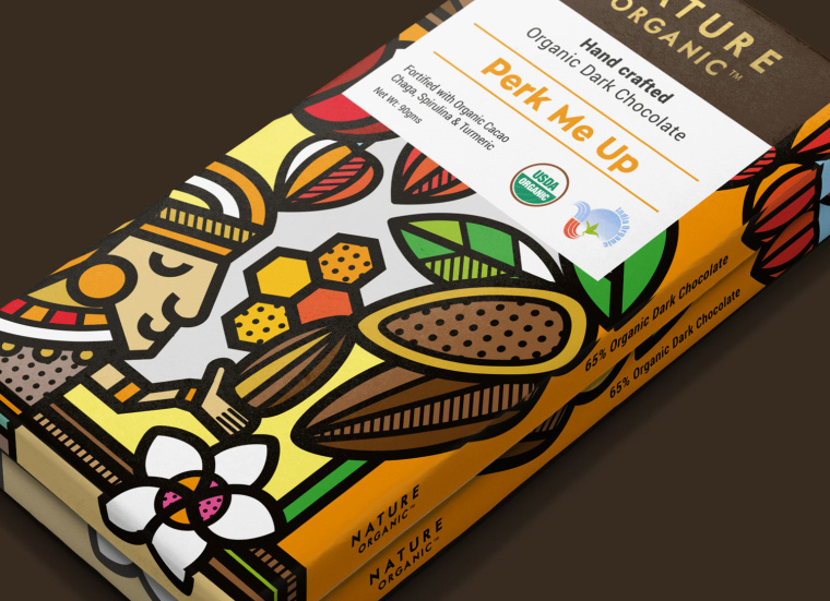 Nature Organic自然有机巧克力包装设计，几何插画风惊艳设计