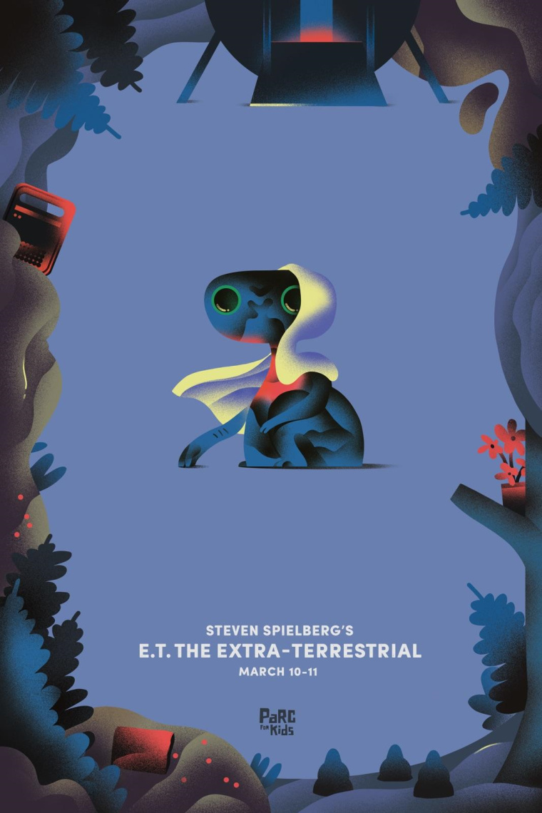 Cinémadu Parc 影院卡通风格平面创意广告宣传海报设计-ET外星人