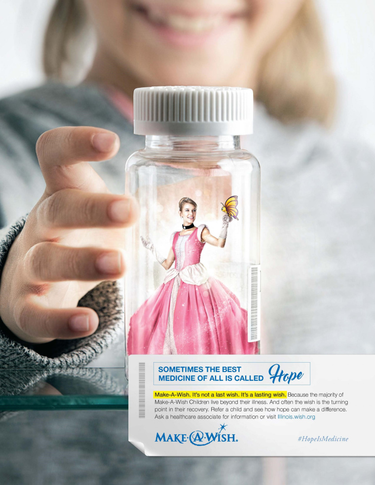 Make-A-Wish 基金会公益平面创意广告设计“有时候最好的医药是希望”-公主