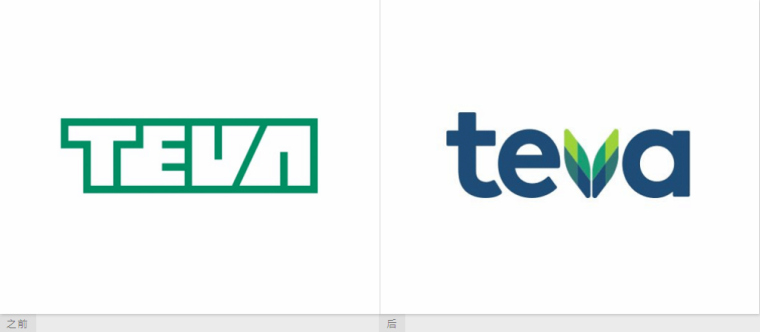 Teva制药公司新品牌定位和新logo设计-新旧logo对比