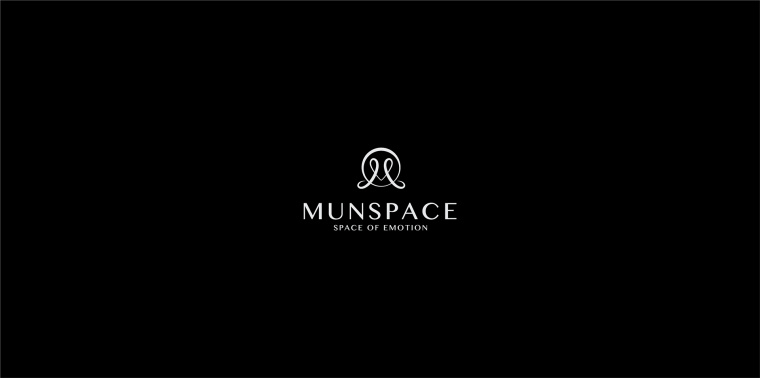 MUNSPACE咖啡（店）品牌形象设计logo设计，简约心形符号+字母M