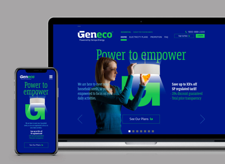 Geneient 电力能源公司品牌logo设计vi形象设计-网站设计