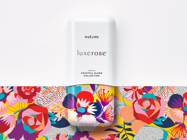 鲜艳、缤纷、有趣的Luxerose鸡尾酒包装设计插画设计