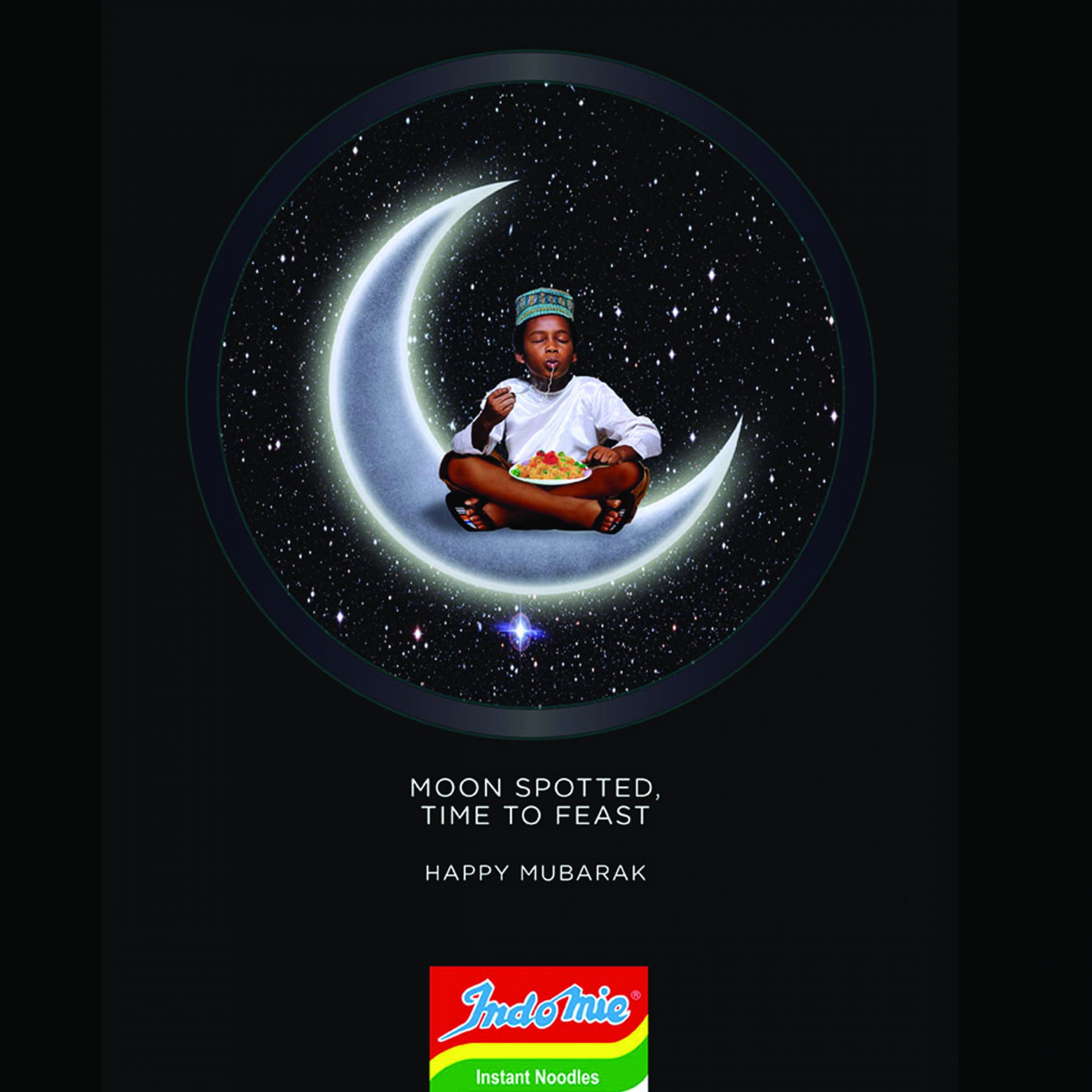 “Indomie”牌方便面平面广告设计：月现时，盛宴时