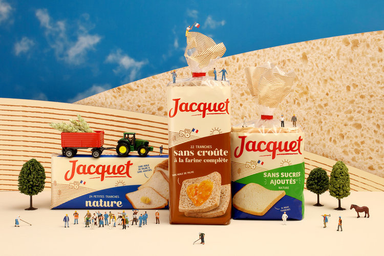 法国Jacquet袋装面包包装设计，展示面粉来自法国农民