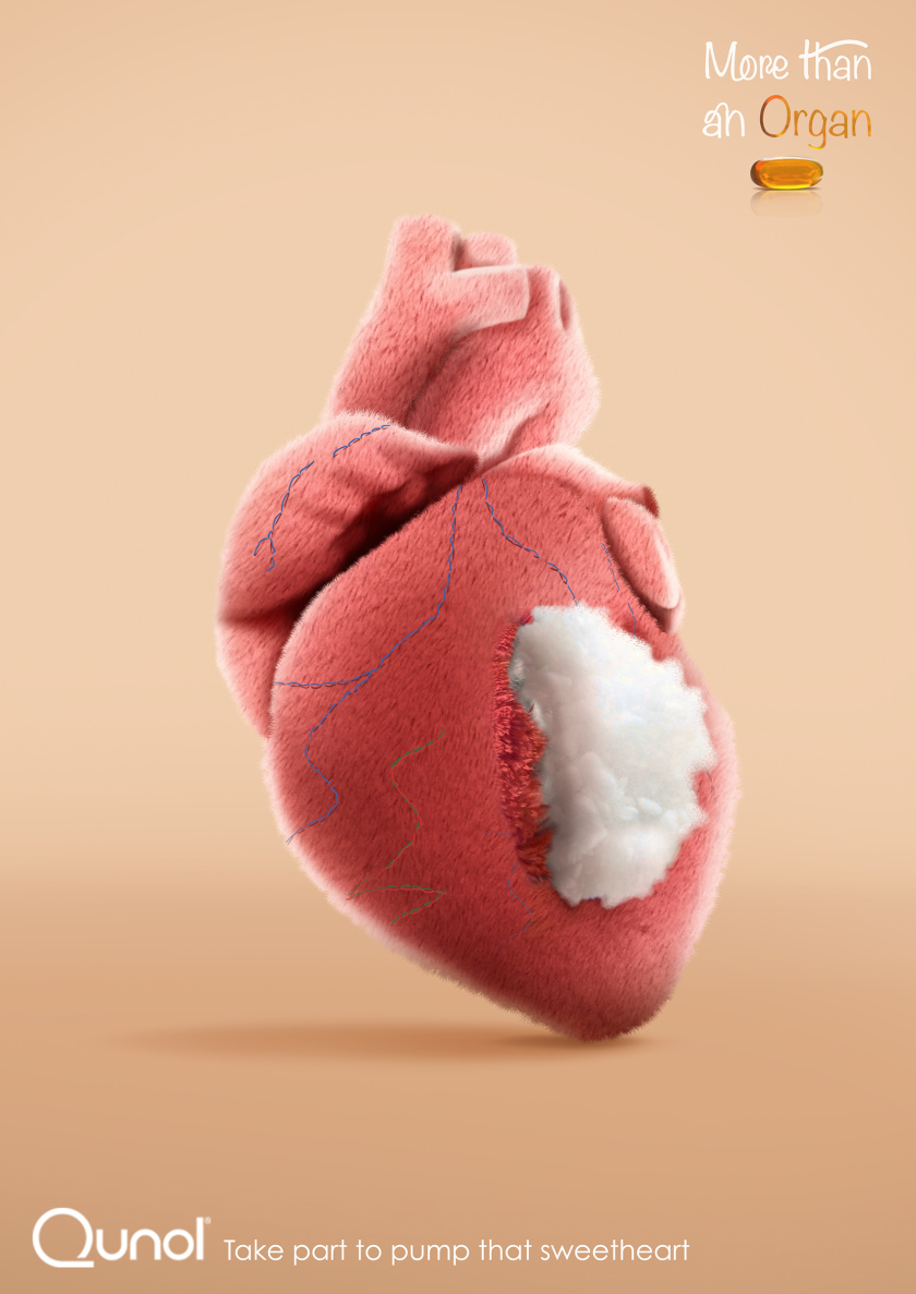 Qunol 辅酶Q10心脏心血管保健品平面广告创意设计“器官”篇