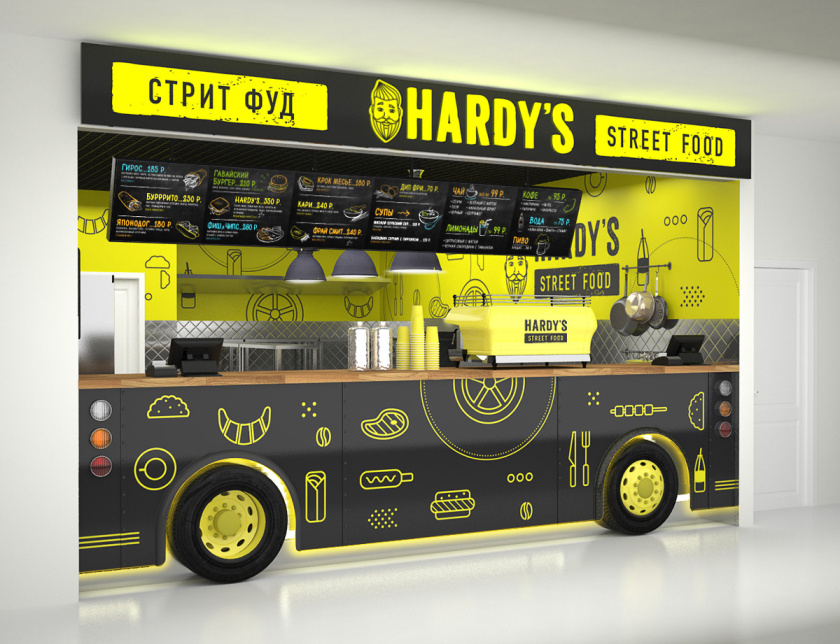 Hardy街头快餐餐饮室内空间设计与食品卡车柜台设计