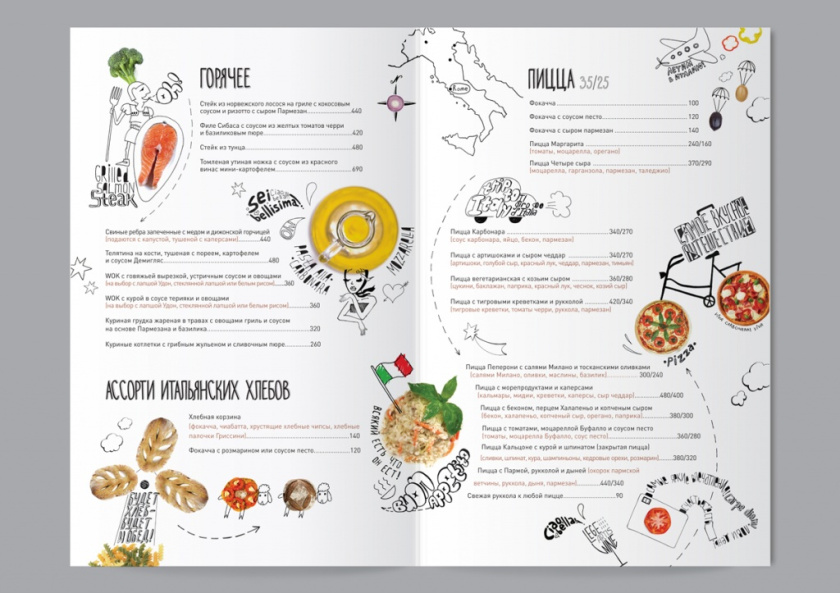 咖啡馆酒吧菜单设计，产品实物图片+自由的线条