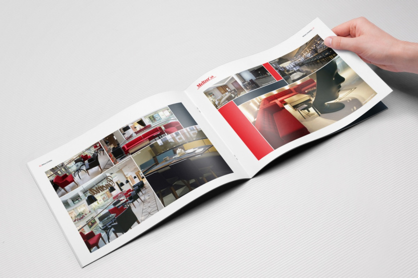 Meltzer家具公司手册设计，简约红黑风格