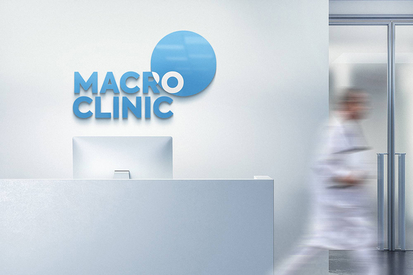Macro Clinic连锁医疗诊所医院圆形显微镜风格品牌形象设计logo设计与品牌全案策划塑造