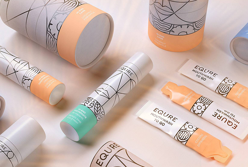 EQURE 牙膏与口腔牙齿护理产品品牌形象策划与包装设计，源于线条装饰艺术风格