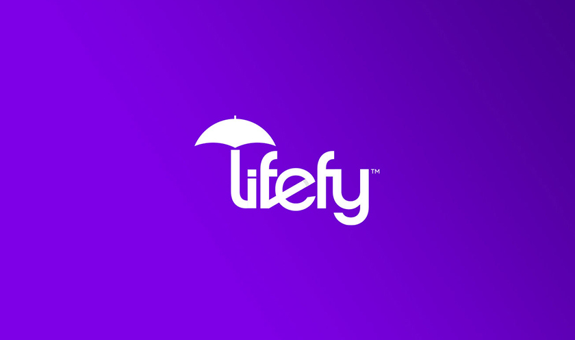 lifefy在线保险品牌logo设计，伞元素+字母L