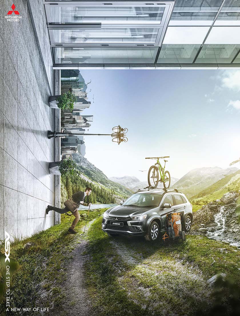 三菱汽车户外海报设计，直诉“探险”品牌价值
