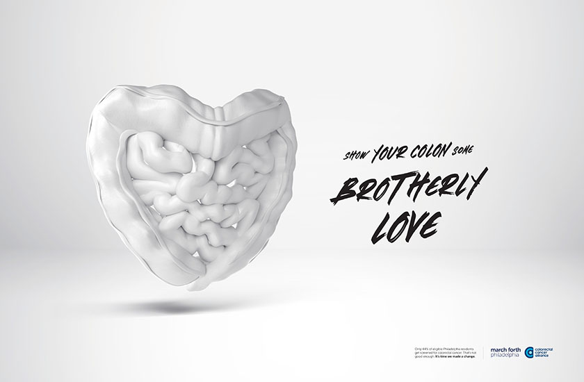 费城结直肠癌联盟协会公益活动广告设计：给肠道一些兄弟之爱