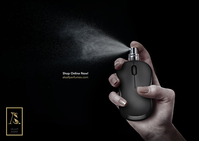 Al Saif 香水品牌平面广告设计，鼠标派上了大用场