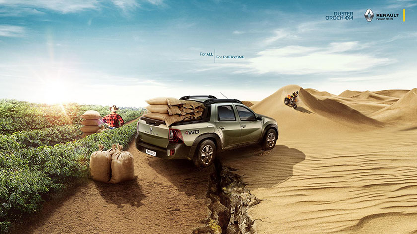 Renault (东风雷诺）汽车品牌平面广告设计，跨越地域之隔不在话下