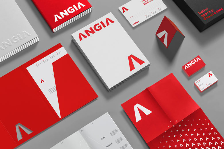 ANGIA房地产投资公司logo/VI设计，源自建筑的向上运动风格