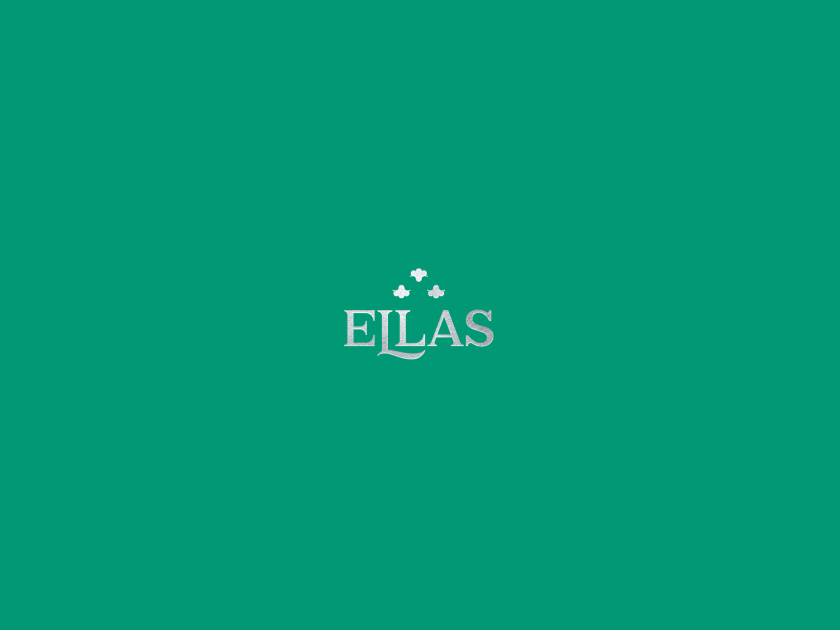 ELLAS珠宝品牌logo设计与品牌vi形象设计，三个花朵徽章