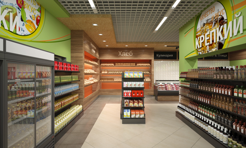 CHITA 食品店c超市商业空间设计，清新绿色风格