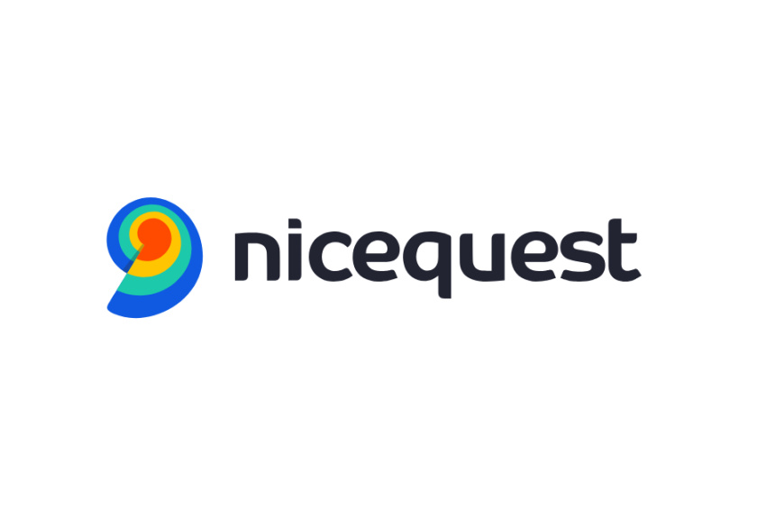 Nicequest 在线社区互联网科技公司logo设计，螺旋田螺+热点图