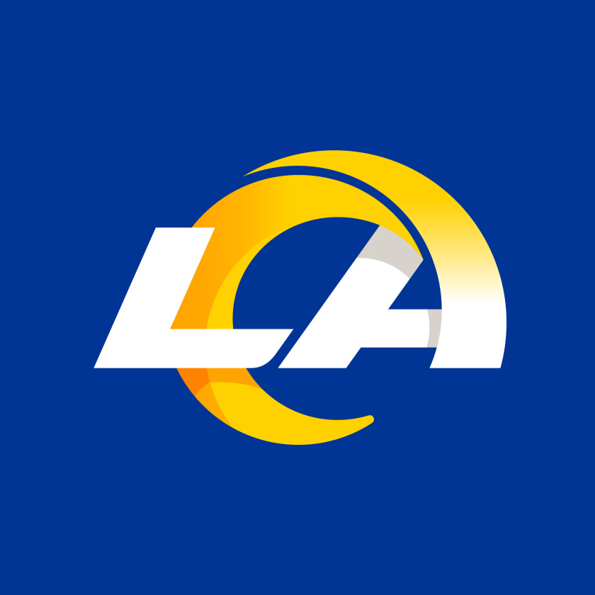 洛杉矶公羊橄榄球队logo设计品牌形象设计，LA字母组合成公羊简约造型