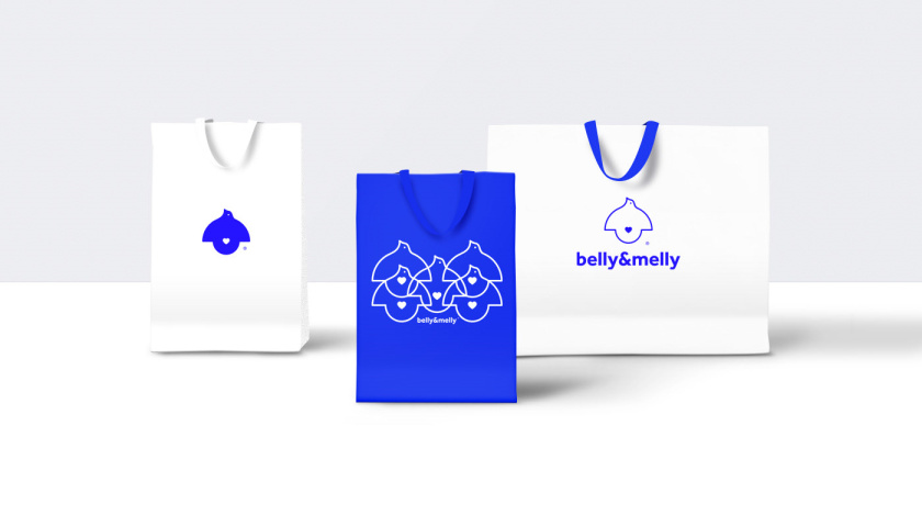 belly&melly 母婴用品品牌logo设计vi设计，小鸟+灯泡+心形