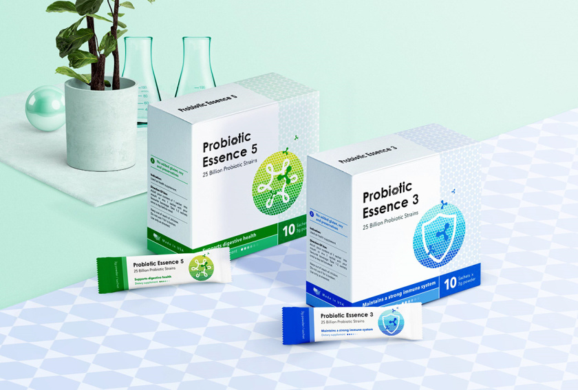 Probiotic 益生菌膳食补充剂保健品包装设计“现代科技”风