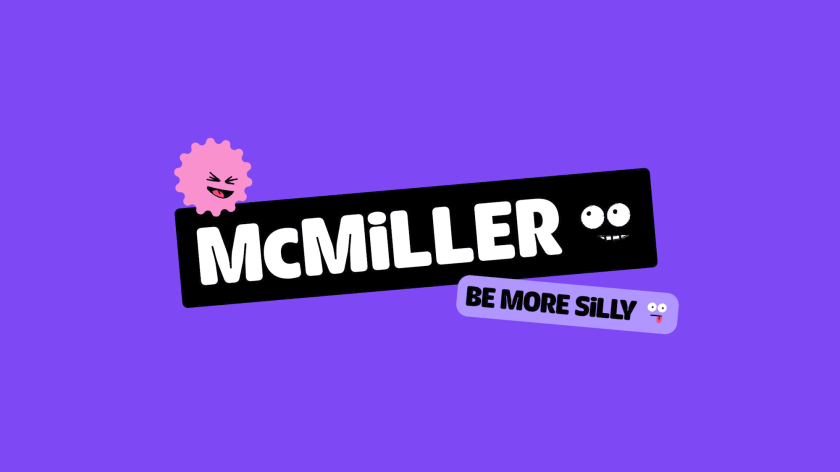 McMiller游戏公司 带有贴纸的LOGO设计。