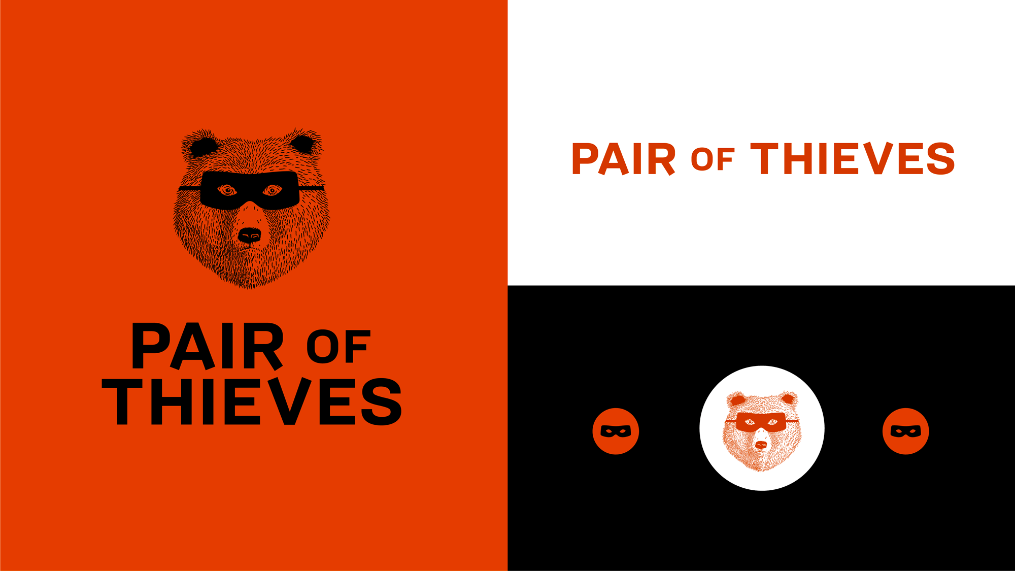 Pair of Thieves袜子内衣公司品牌更新设计-面具熊logo设计
