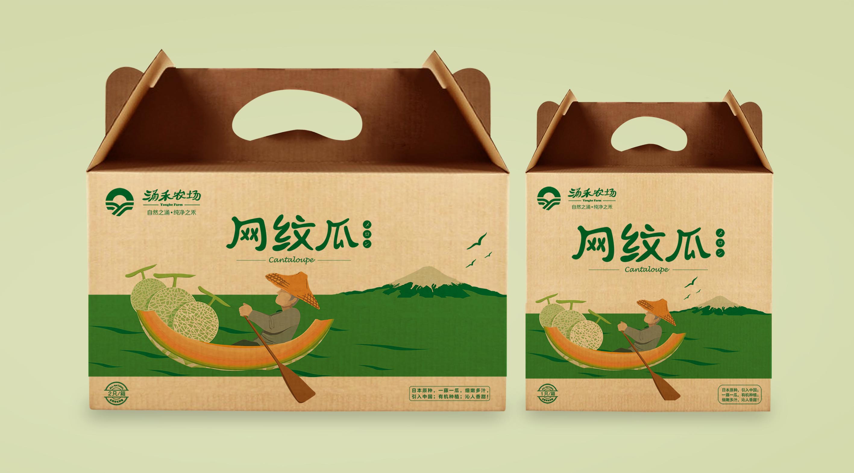 尚略原创优秀食品包装设计案例-涌禾农场网纹瓜哈密瓜农产品包装设计