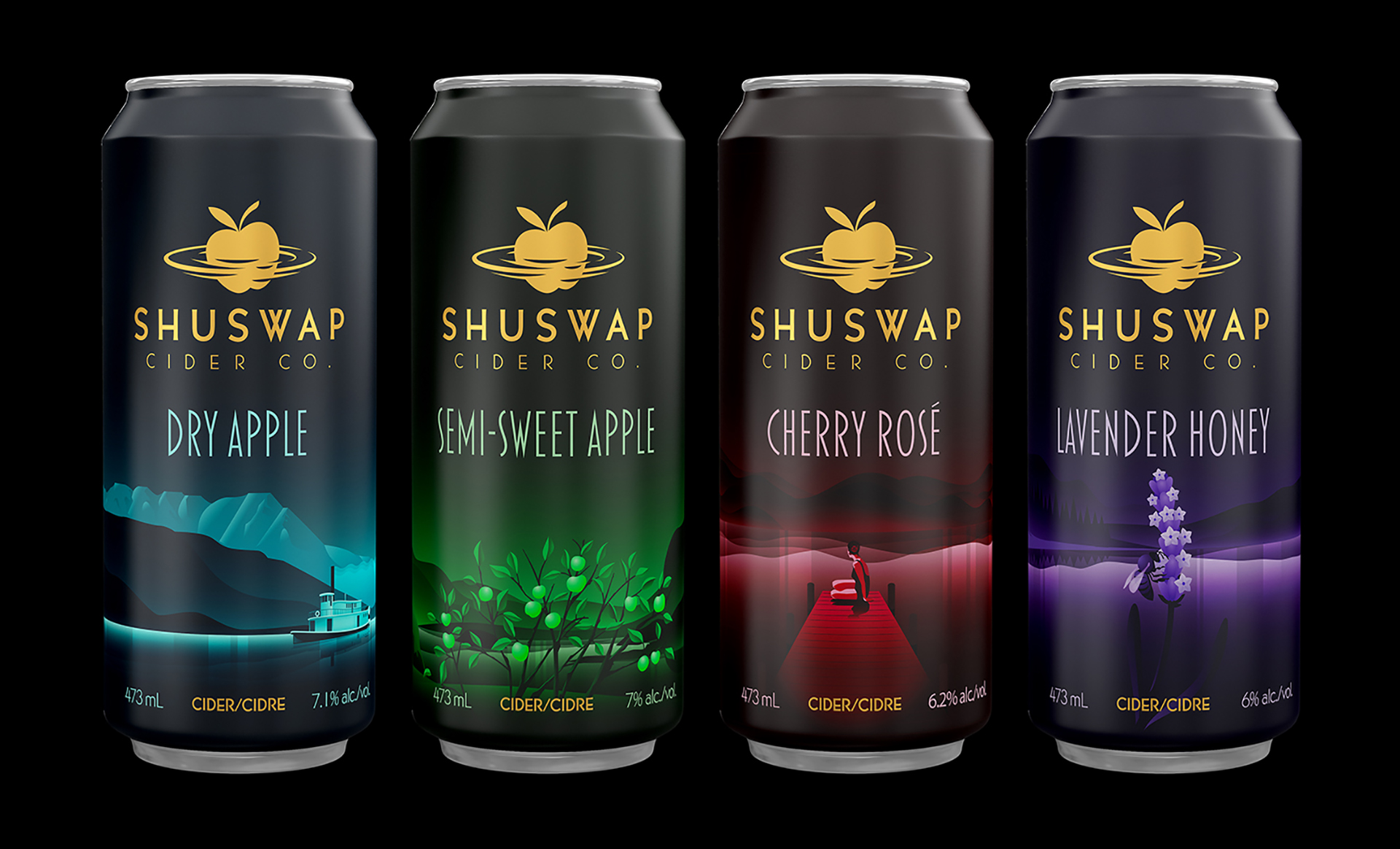 Shuswap 苹果酒包装设计“复古梦幻插画”
