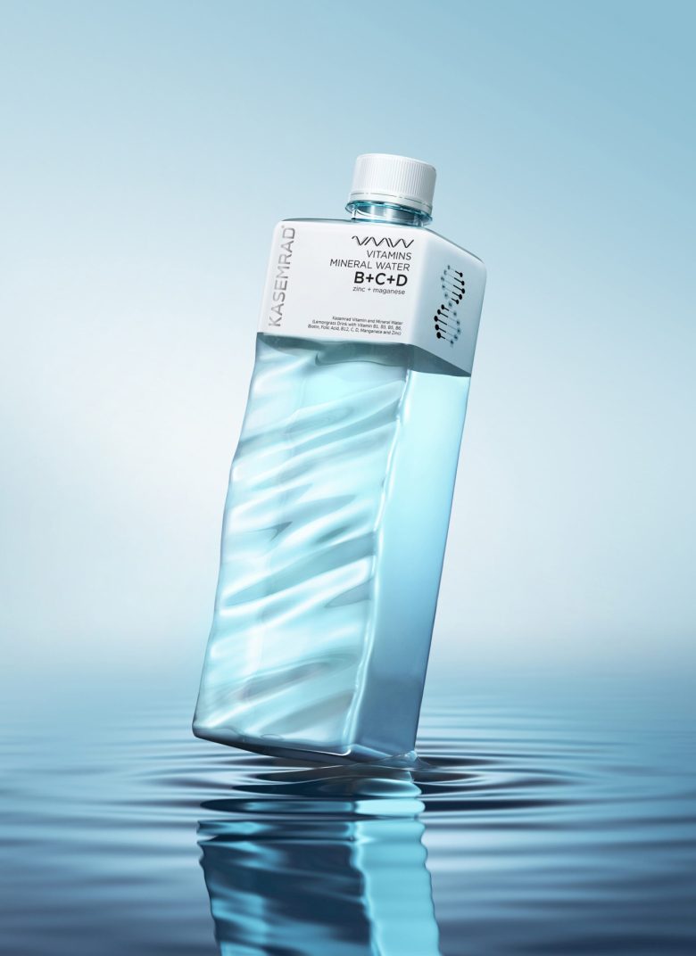 KASEMRAD天然维生素矿泉水溪流波纹瓶形设计包装设计