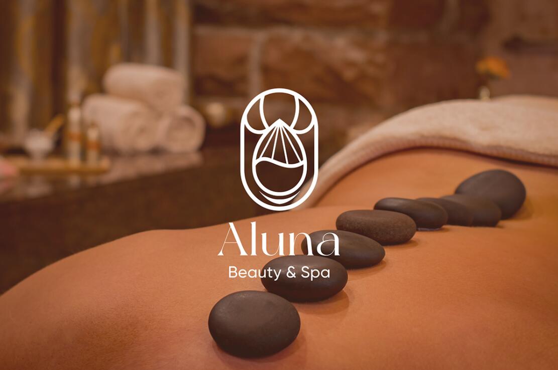 Aluna 女子美容水疗中心logo设计品牌形象vi设计，高端优雅放松氛围