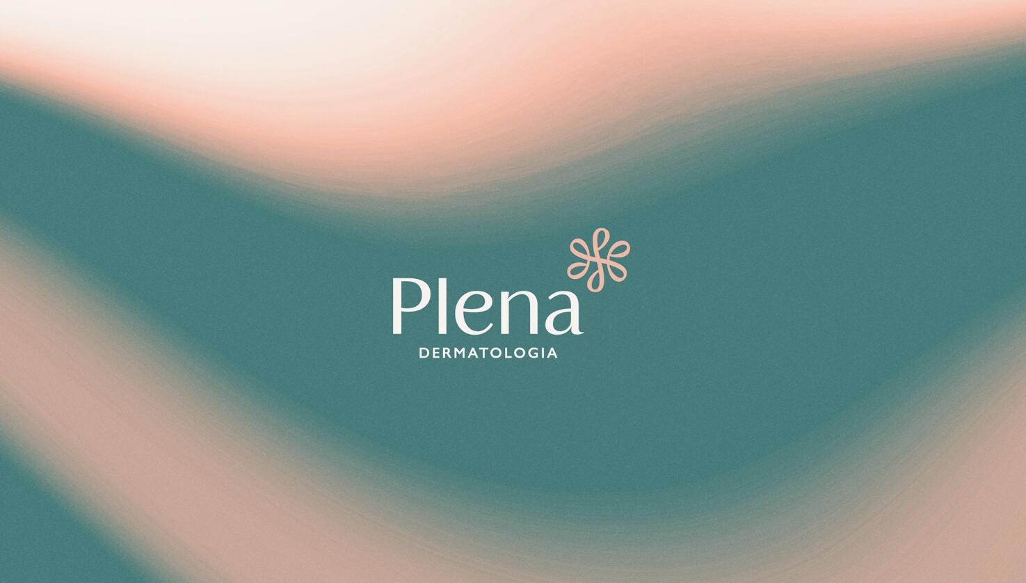 Plena皮肤科美容护理诊所logo设计品牌vi形象设计，绿粉双色渐变风格