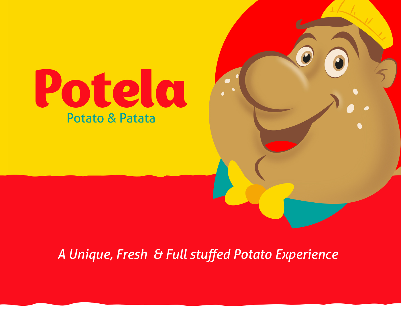 Potela西式餐厅餐饮品牌形象视觉识别vi设计“丰富配色”与”大鼻子土豆“吉祥物设计