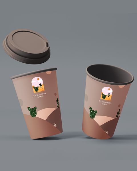 Cactus 咖啡店品牌视觉形象识别vi设计logo设计“沙漠元素形状”