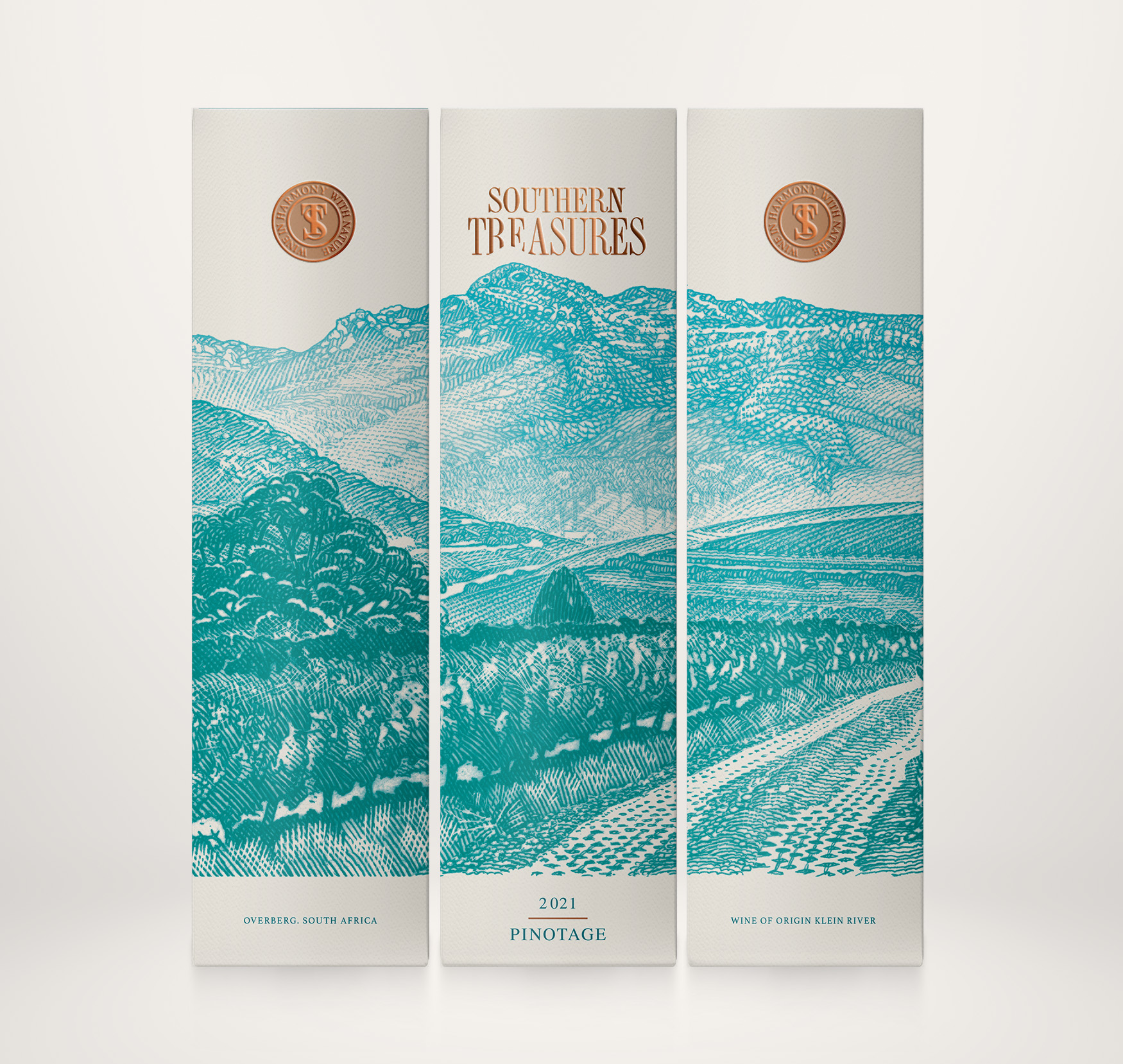 非洲奥弗伯格葡萄酒品牌设计包装设计“ 山脉插画”