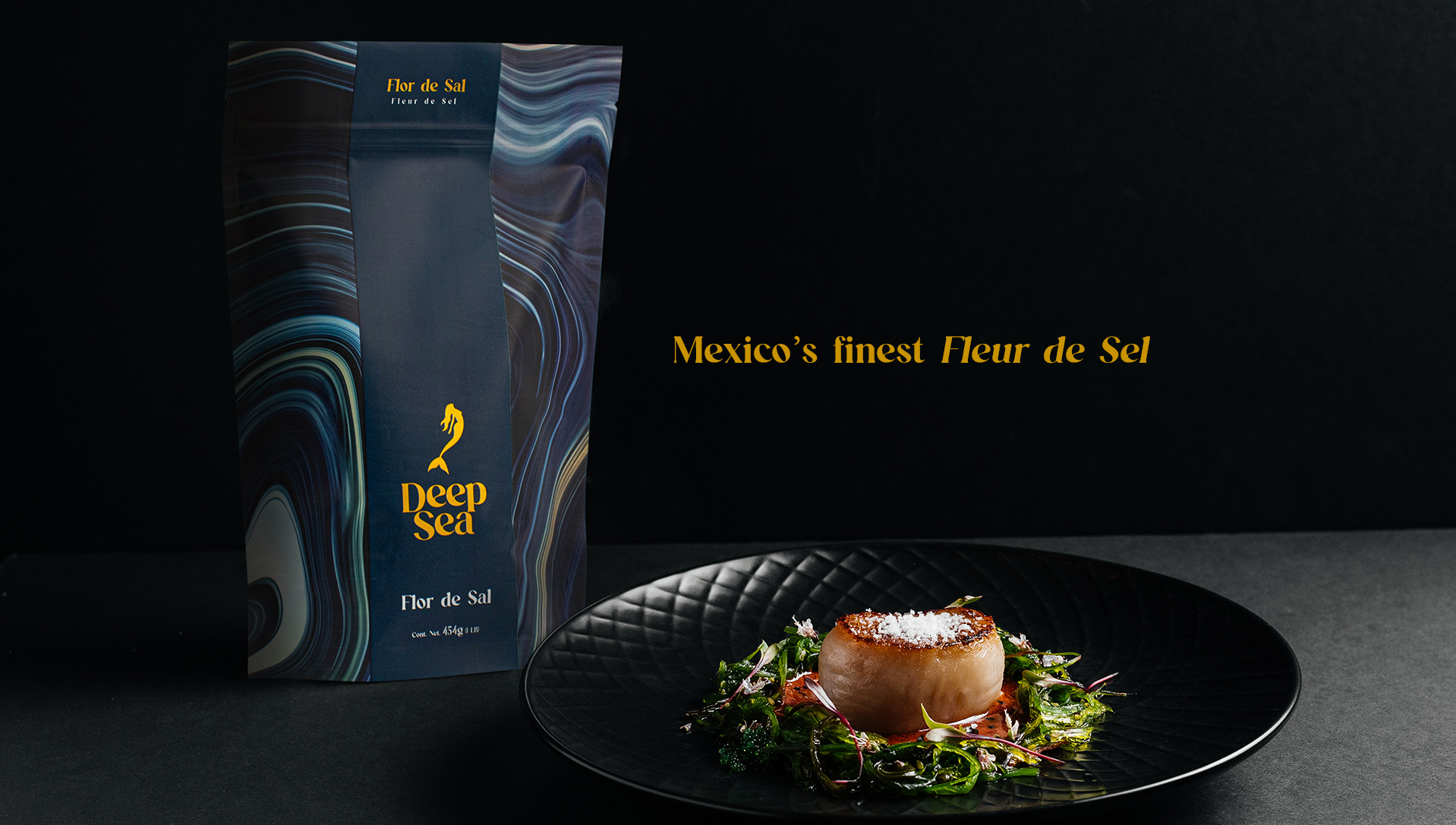 Deep Sea 海盐美人鱼logo设计与蓝色波纹风格包装设计-上海logo包装设计公司