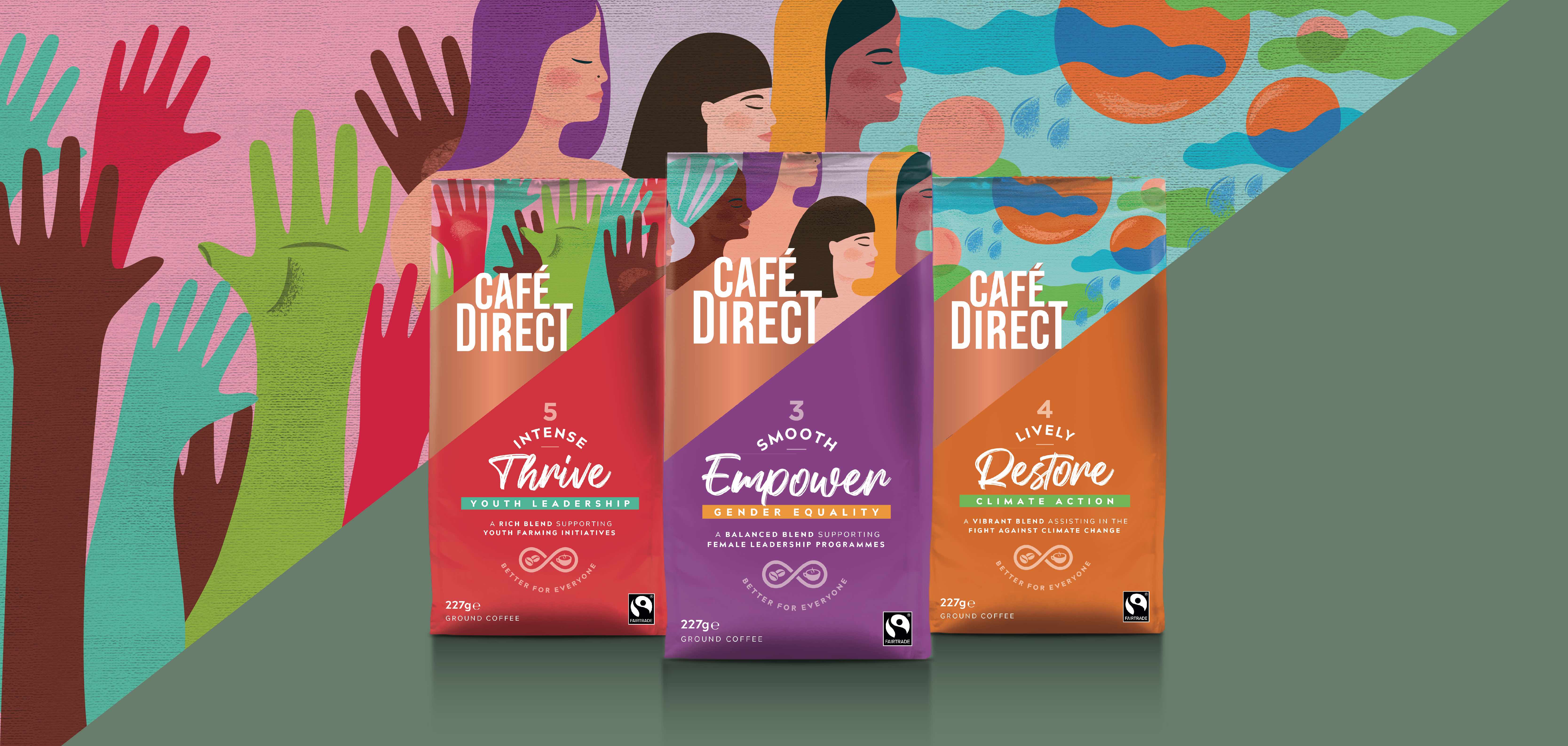 Cafédirect 袋装咖啡包装设计“斜版时尚年轻”风格