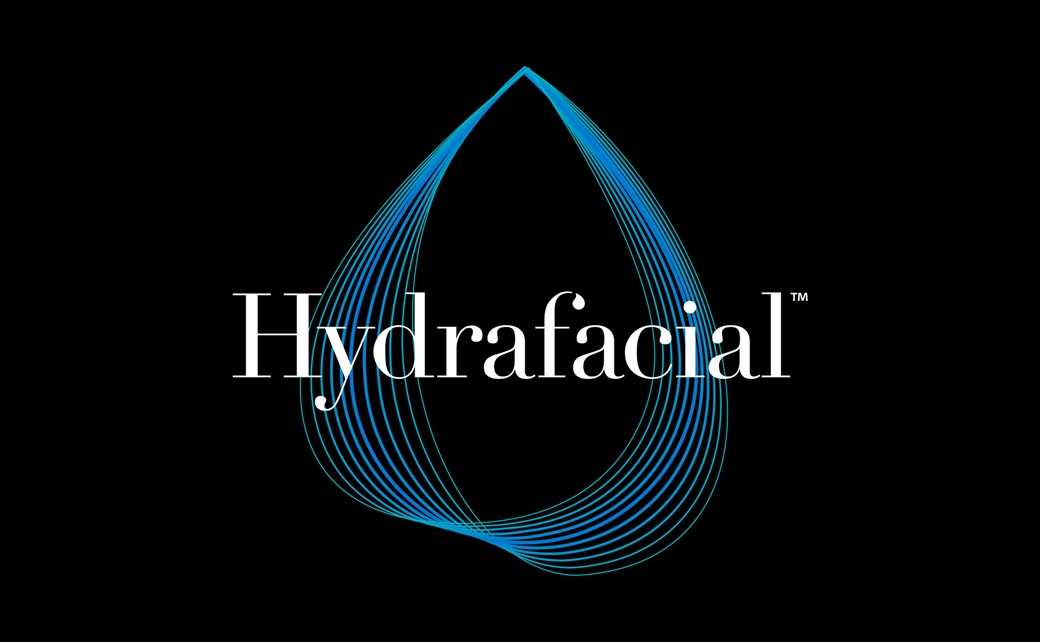 医学美容品牌Hydrafacial品牌logo设计产品包装设计，线条交互水滴图案