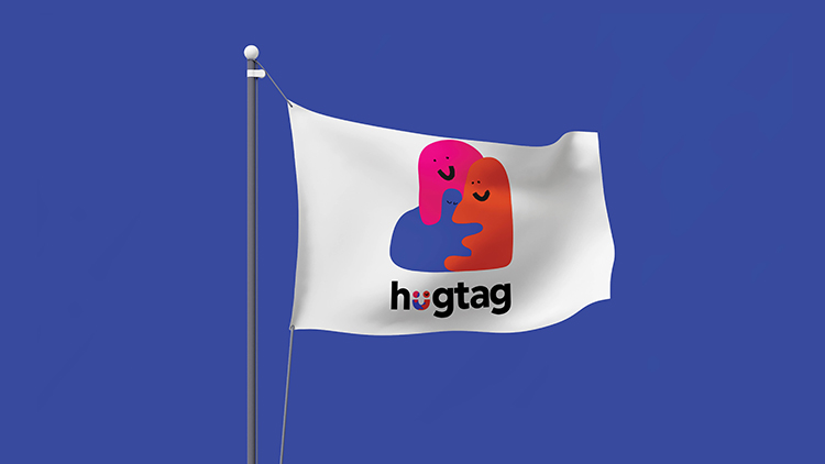 Hugtag公益品牌形象设计拥抱理念logo设计，倡导奉献与团结