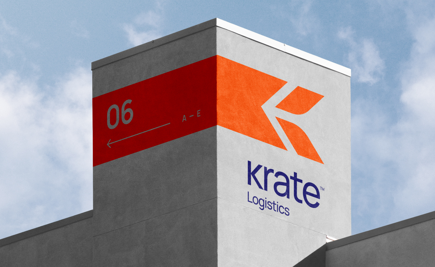 Krate国际物流公司logo设计vis设计，速度箭头+字母K