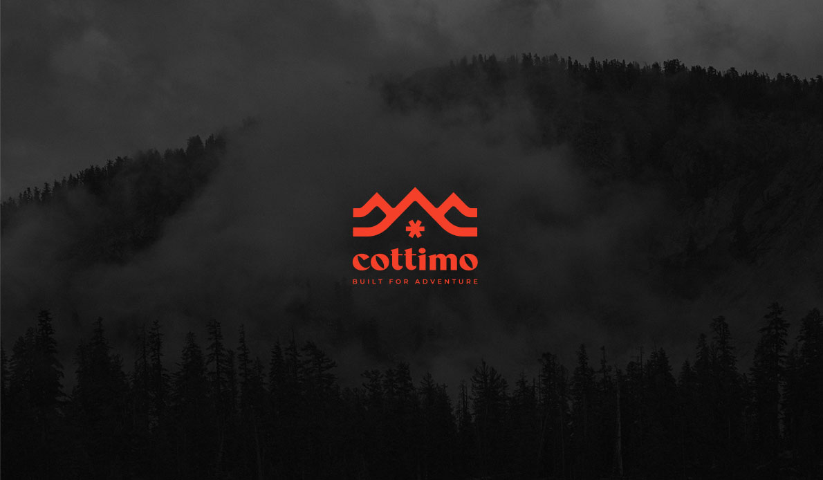 COTTIMO 户外雪地靴品牌logo设计，山丘、雪地和远足元素