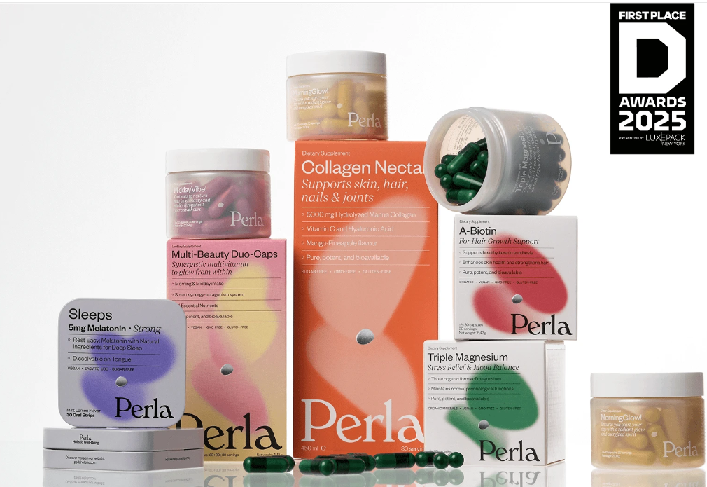 Perla美容保健品营养补充剂包装设计，贝壳珍珠模糊下效果