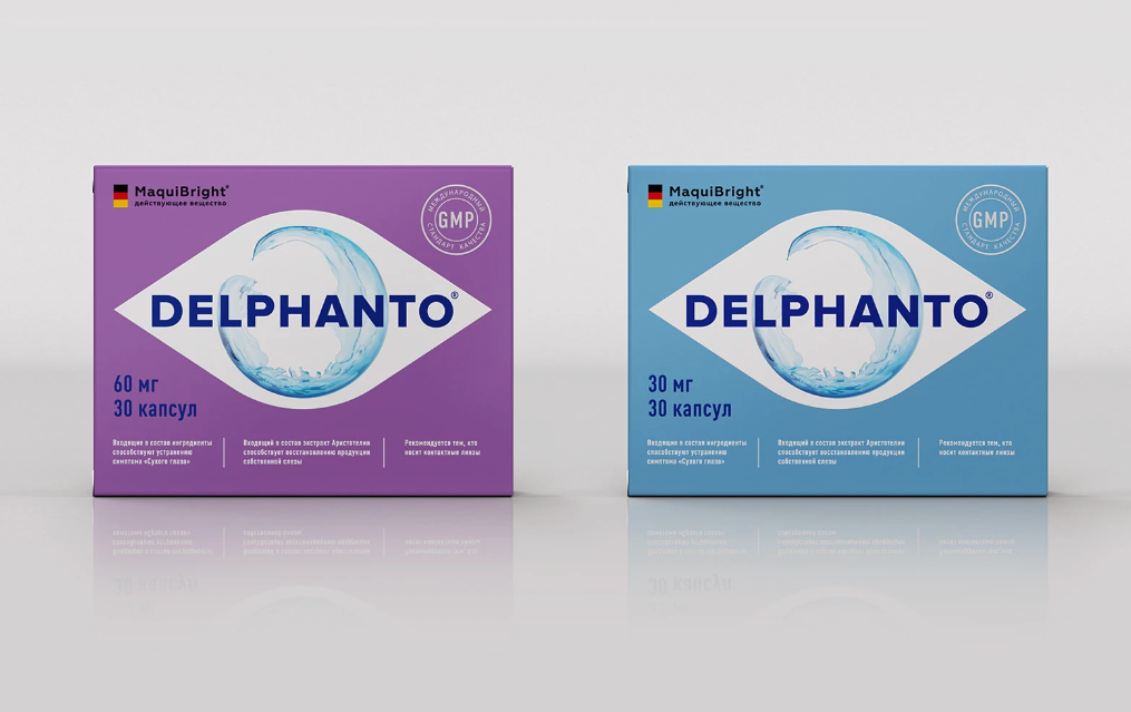 Delphanto眼睛视力健康胶囊药品包装设计，促进自身泪液分泌-上海医药包装设计公司