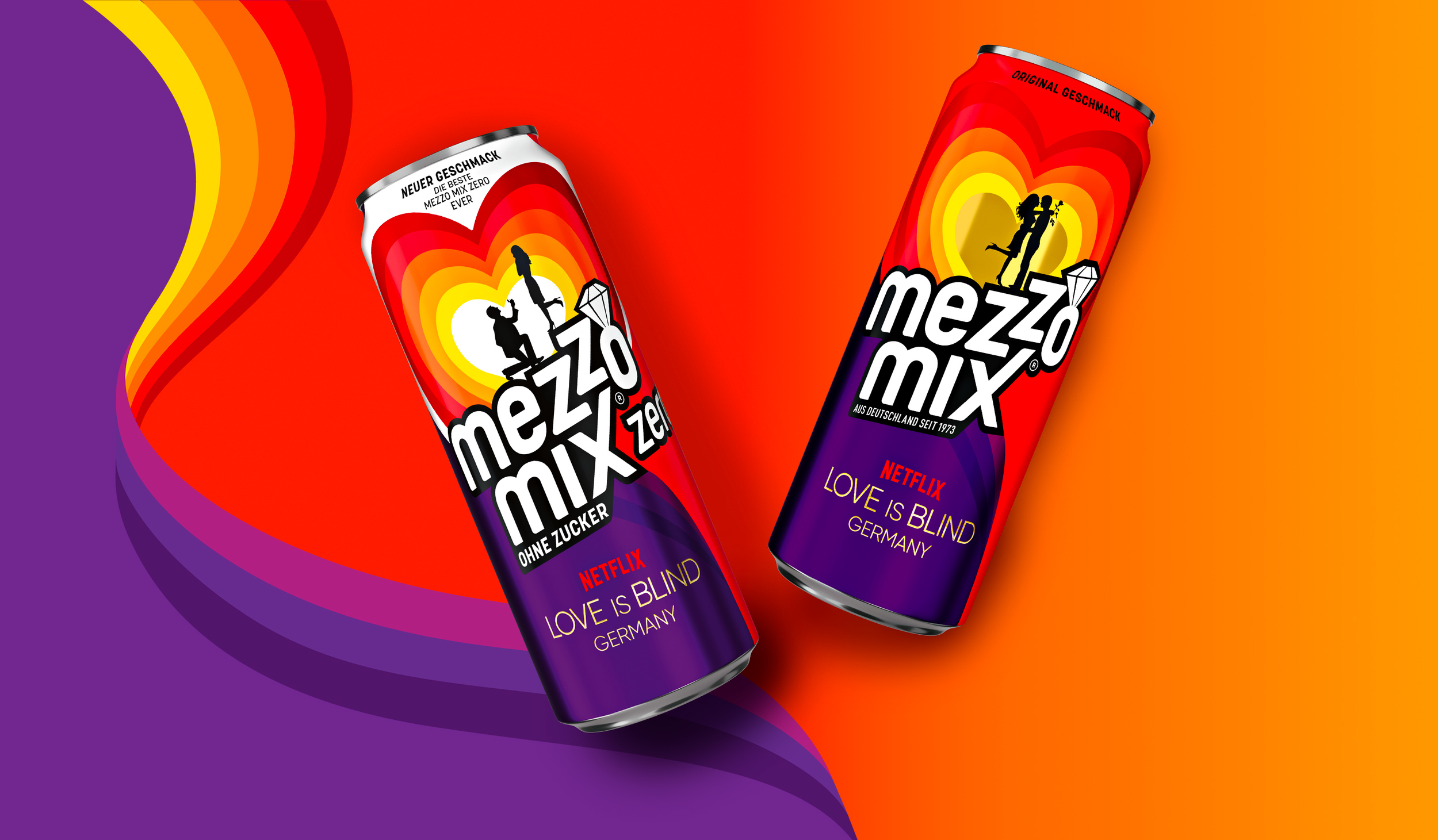 Mezzo Mix 橙子味可乐饮料赞助热门剧集《盲目爱情》热烈风格包装设计